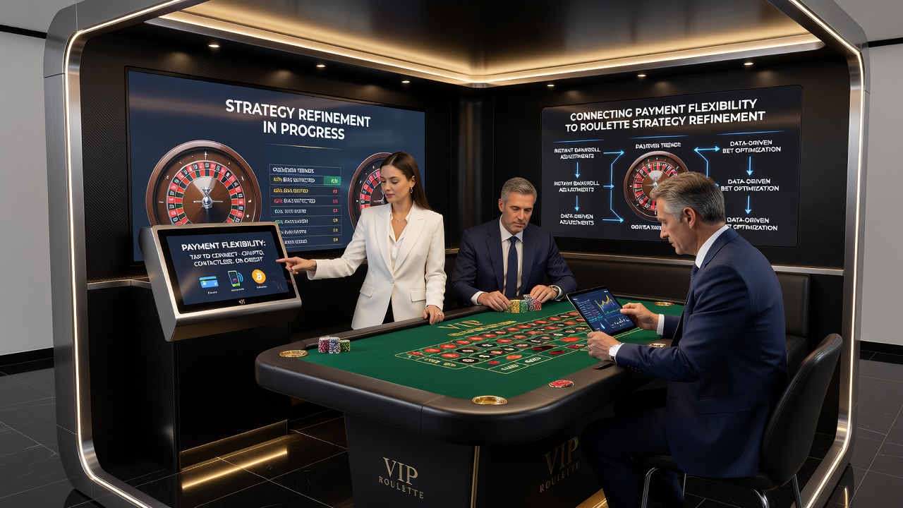 VIP dashboard on a tablet showing roulette strategy metrics linked to instant payment confirmations and tier benefits