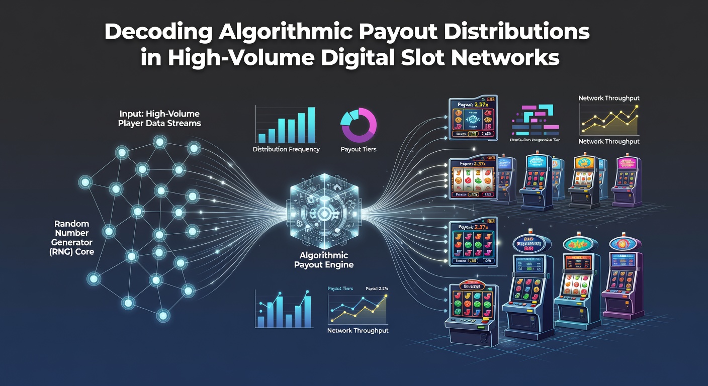 Network diagram illustrating algorithmic payout flows across digital slot servers and player interfaces